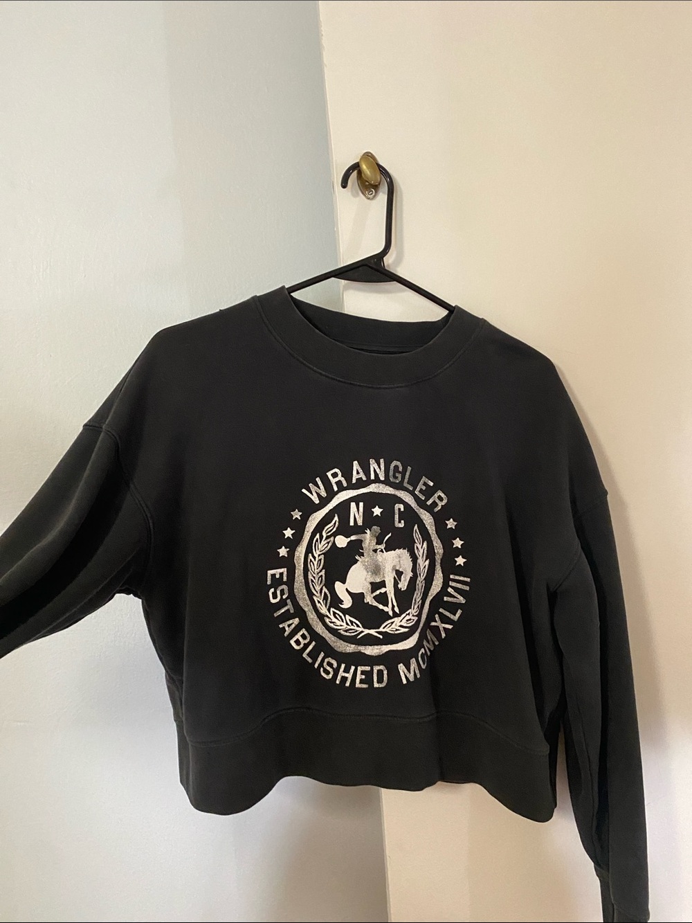 Wrangler Black Crewneck Sweatshirt with White Emblem